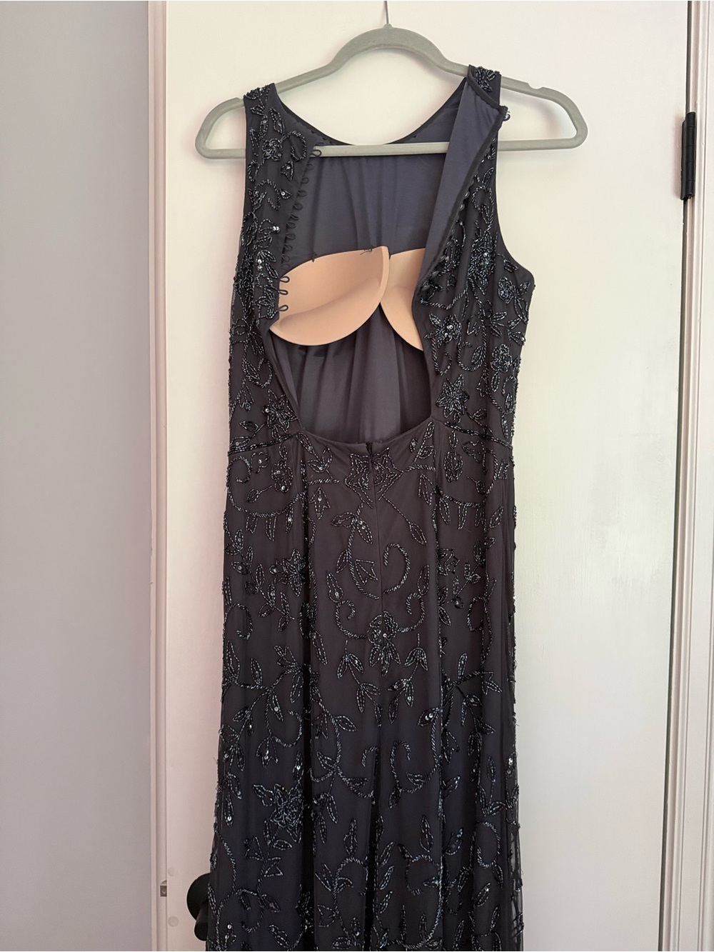 Adrianna Papell Gunmetal Beaded Maxi Dress - Picture 4 of 7